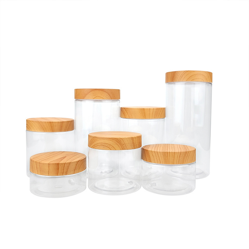 150ml pet container with bamboo lid  250ml 4 oz 6 oz 8 oz Empty Body Scrub Container Body Butter Jar with bamboo lid