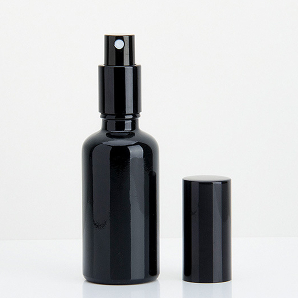 30 ml 50ml spray bottle frosted black glass bottle with  black metal pump spray