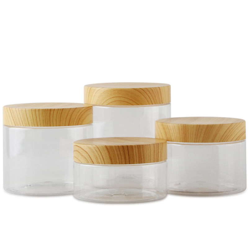 150g 500g face cream skin care plastic jar clear cosmetic pot wide mouth  250g cosmetic jar with wood lid