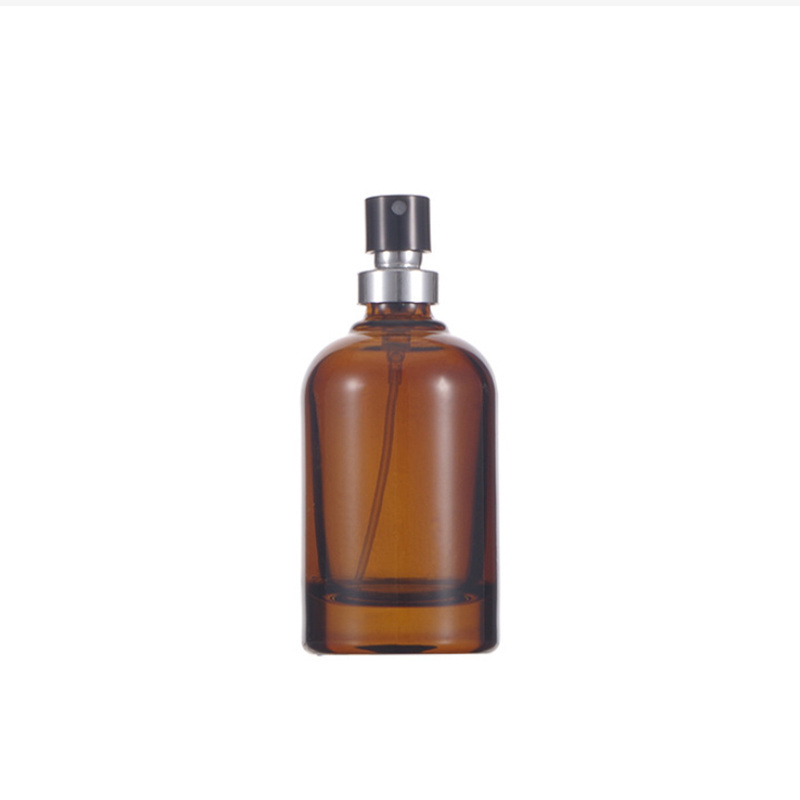 30ml 50ml 100ml thickened bottom amber cylinder perfume bottle crimped brown cosmetic packaging glass bottles