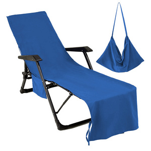 Chair Cover for Outdoor Sunbathing Garden Beach Hotel Quick Drying Pool Lounger Towel Beach Chair Towel with Side Bag