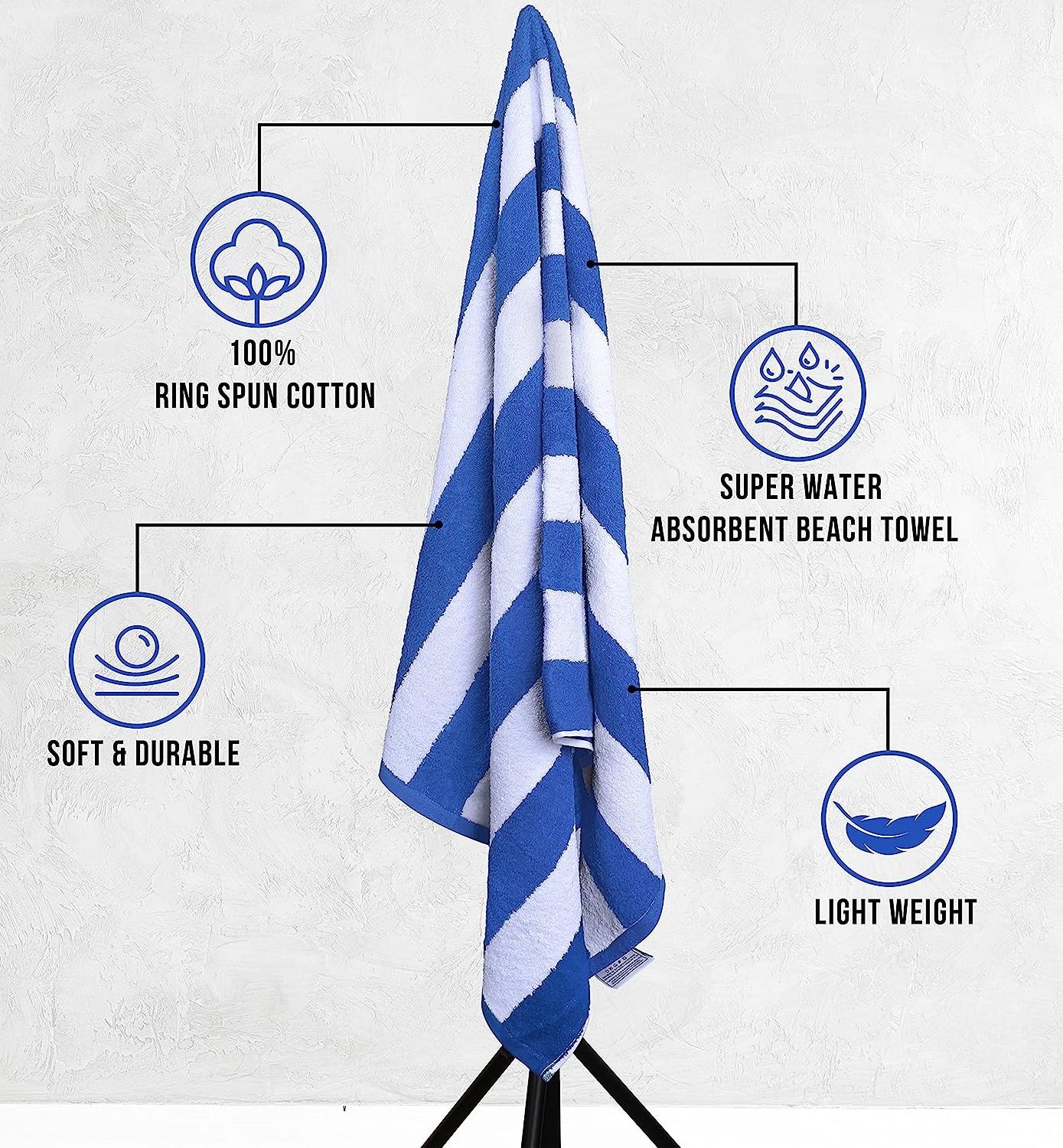 Custom Premium Quality 100% Cotton Terry Striped Oversize Quick Dry Luxury Yarn-dyed Swimming Bath Beach Towel