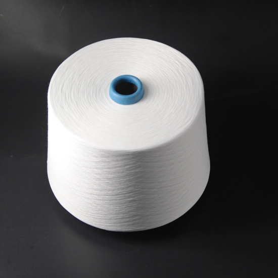 30/1 Virgin Polyester Ring Spun Yarn Raw White  For Knitting