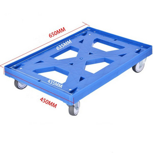 Spliced interlocking portable  plastic moving 4 wheel  dolly crate trolley