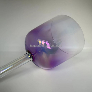 Pretty Color Crystal Bowl Alchemy Handle Quartz Crystal Singing Bowl