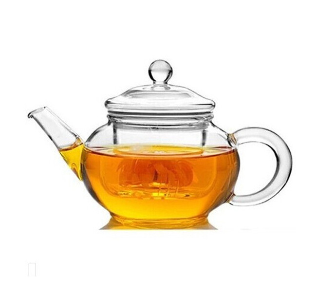 Wholesale 250ml Hand blown heat resistant small glass teapot with infuser