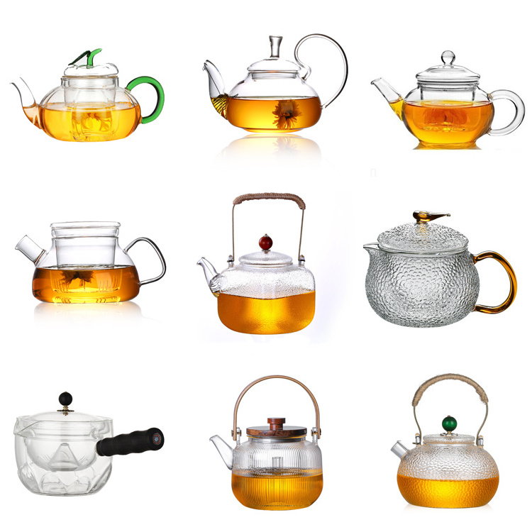 400ml 600ml 800ml 1000ml heat resistant borosilicate Glass TeaPot with infuser