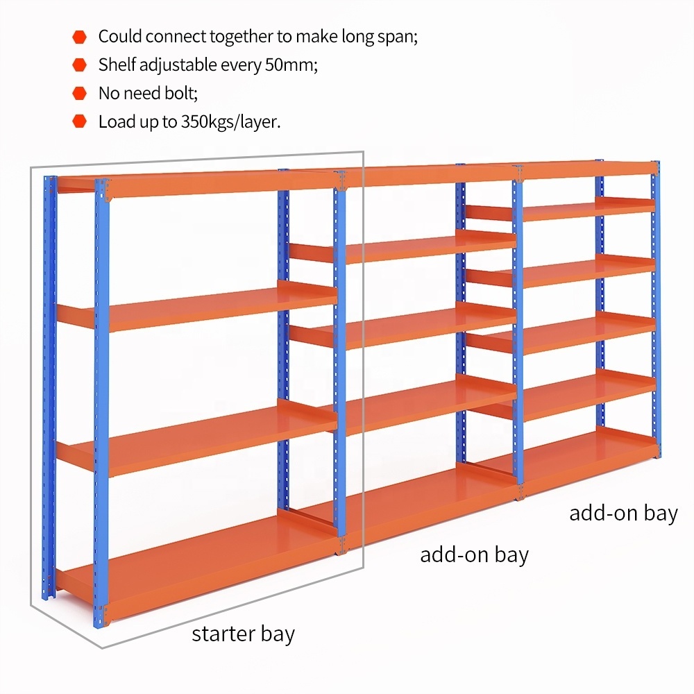 Industrial quality warehouse use 4 tier storage boltless shelving unit