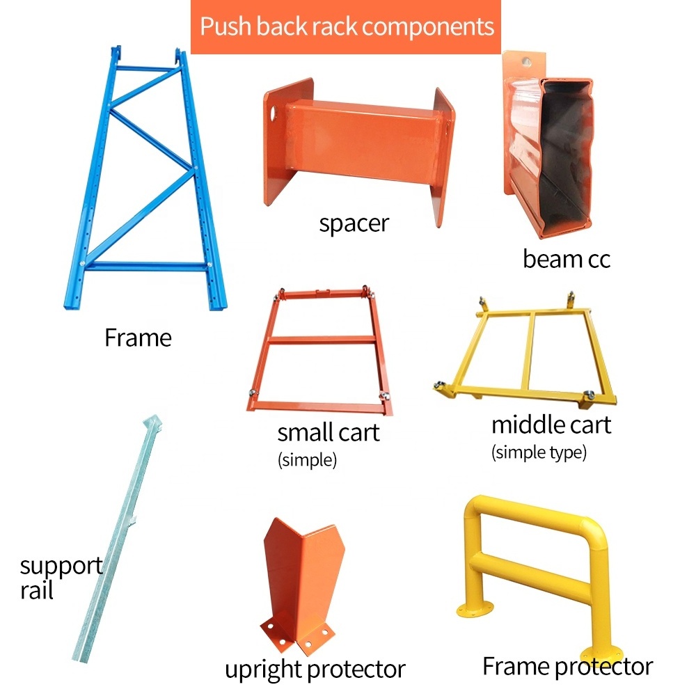 Push Back Pallet Racking Carton Paper Board Storage Pallet Rack