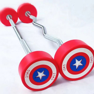 Factory Wholesale Captain America Gym Straight Bar/Curved Bar Barbell