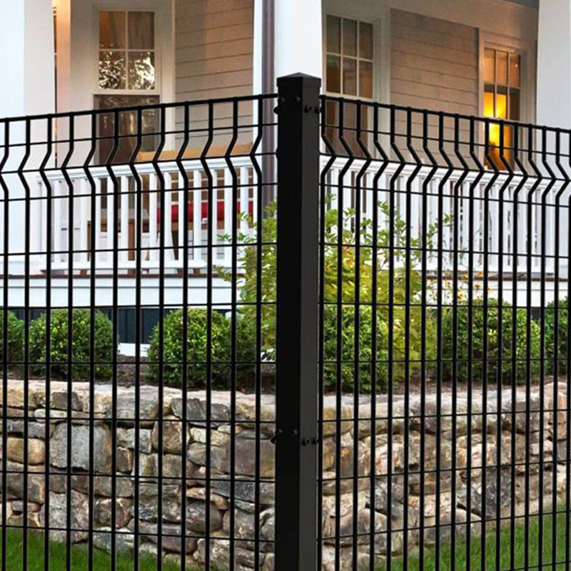 3D Black Metal Curvy Welded Mesh Fencing Outdoor Playground Security Sport V Mesh Fence Panels