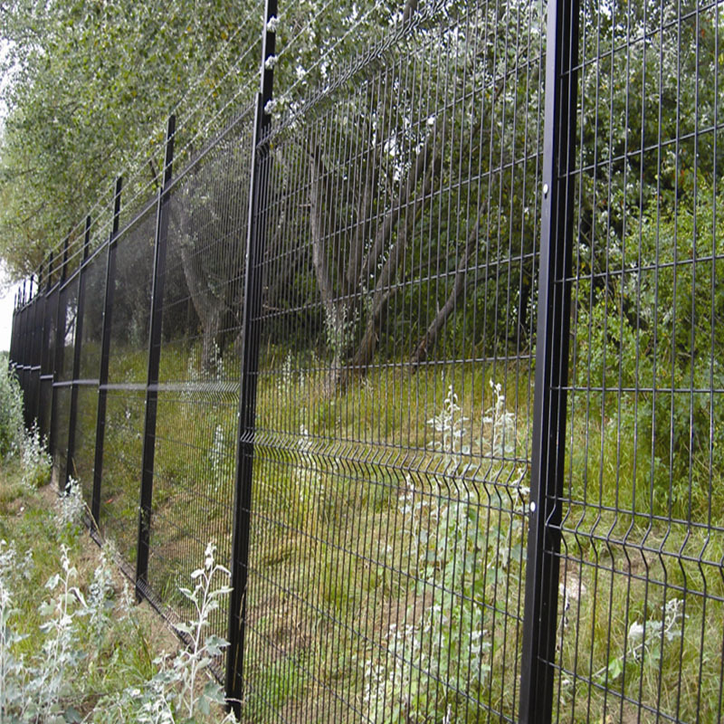 3D Black Metal Curvy Welded Mesh Fencing Outdoor Playground Security Sport V Mesh Fence Panels