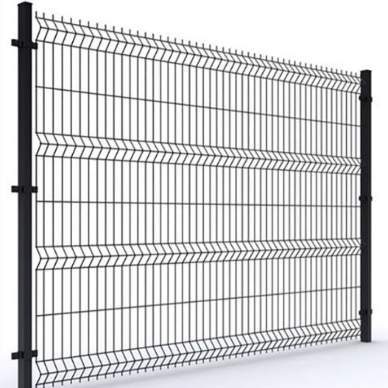 3D Black Metal Curvy Welded Mesh Fencing Outdoor Playground Security Sport V Mesh Fence Panels