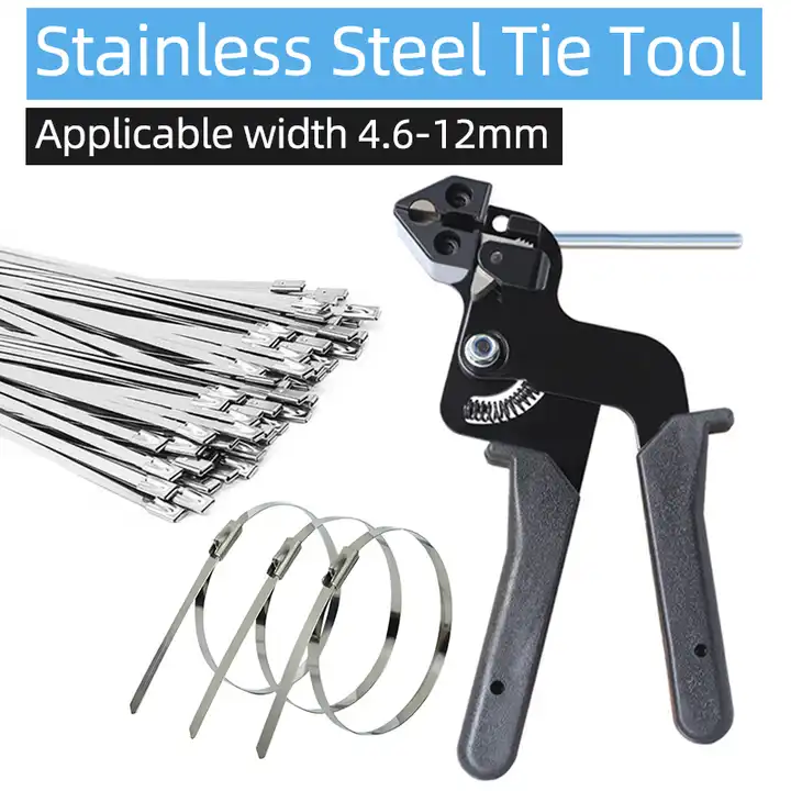 HED-TP008 Stainless steel cable tie clamp fasten tool Steel cable strap black stainless steel cable tie pliers