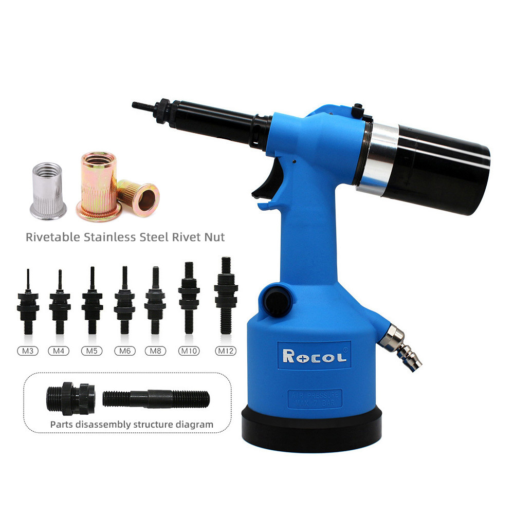 Pneumatic Air Rivet Nut Gun M3M4M5M6M8M10M12 Air Hydraulic Riveting Tools Air Tools High Quality Industrial Metric Riveter Gun