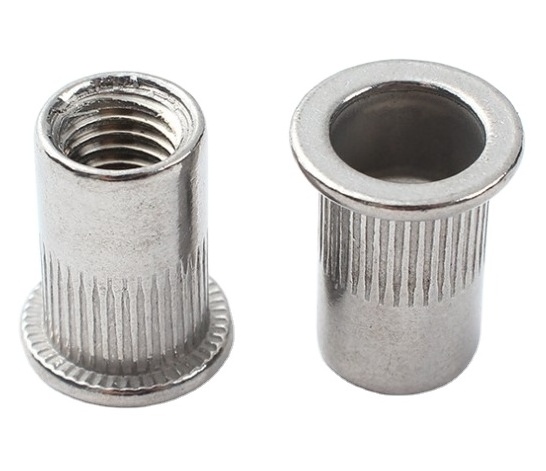 Professional Stainless Steel Rivet Nuts with Flat Head and Knurled Design M5 M3 M6 M8 Nuts for Mining and Automotive Industry