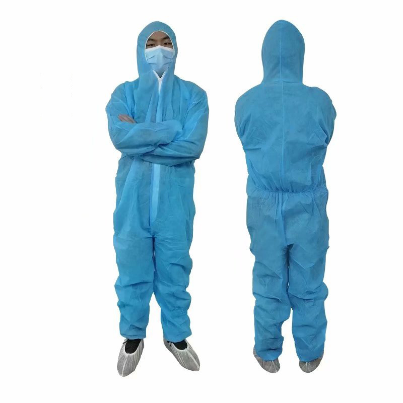 Blue Polypropylene Disposable Coverall PP/SMS Unisex Disposable Coverall