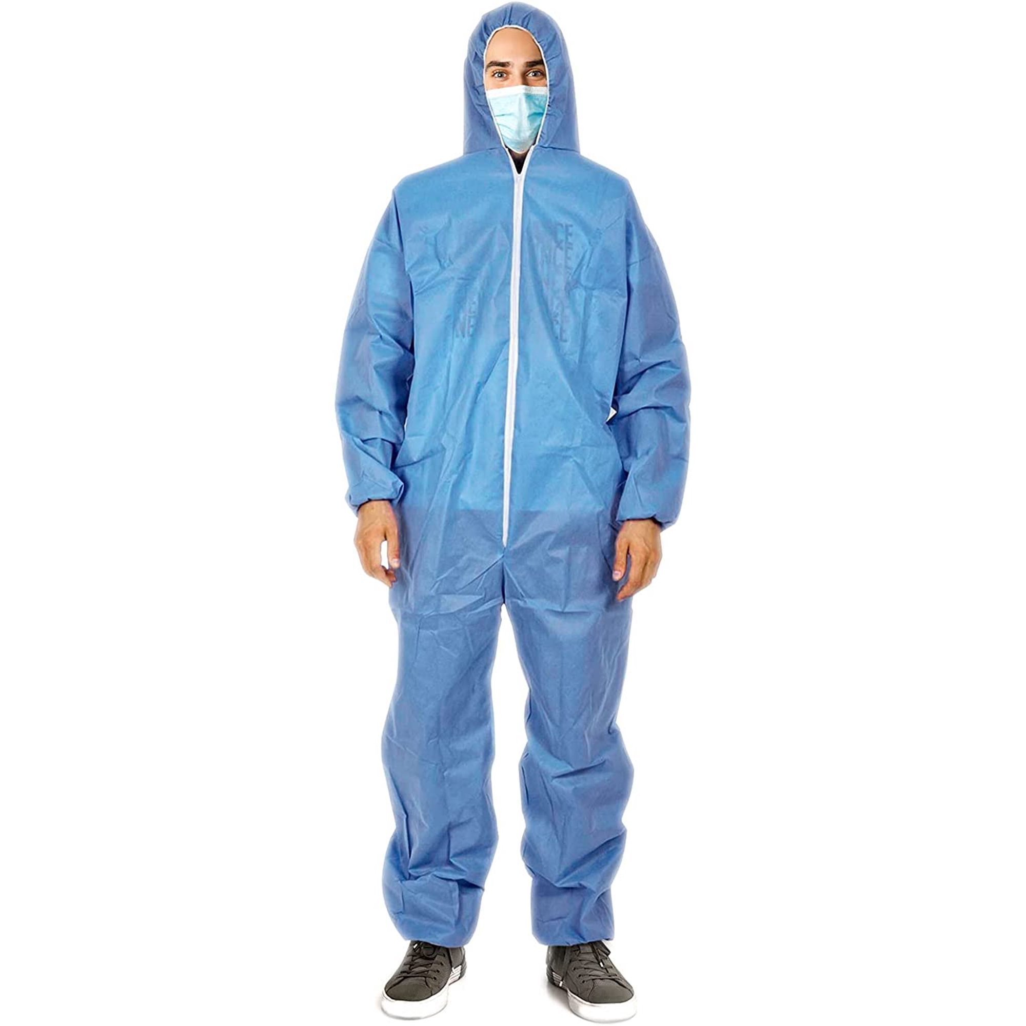 Blue Polypropylene Disposable Coverall PP/SMS Unisex Disposable Coverall