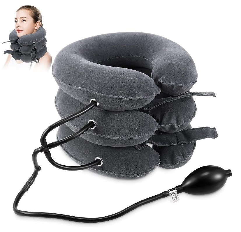 Inflatable Adjustable Neck Stretcher  Cervical Neck Traction Device for Instant Neck Pain Relief