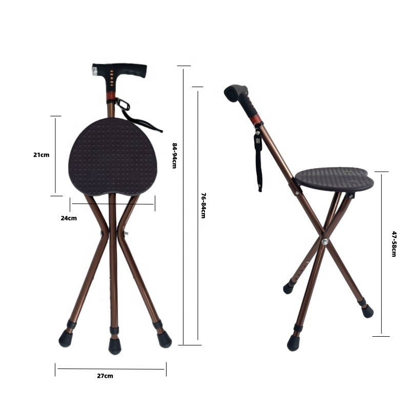 Trending products 2024 new arrivals adjustable telescopic old men used walking stick with stool multifunction