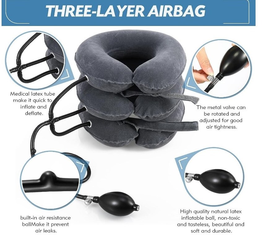 Inflatable Adjustable Neck Stretcher  Cervical Neck Traction Device for Instant Neck Pain Relief