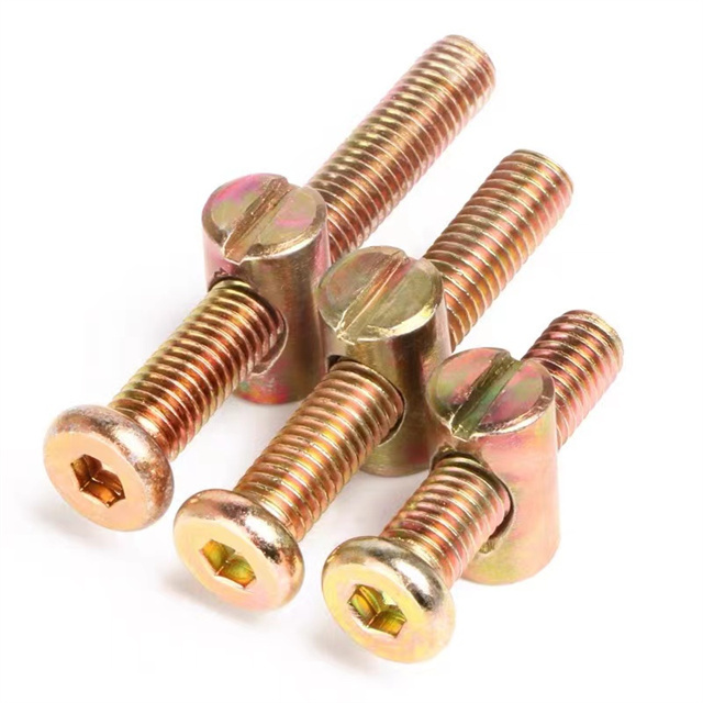 Zinc Plated Hexagonal Socket Flat Head Furniture Fitting Screw M6 Furniture Screws Connecting Bolts with Barrel Nuts