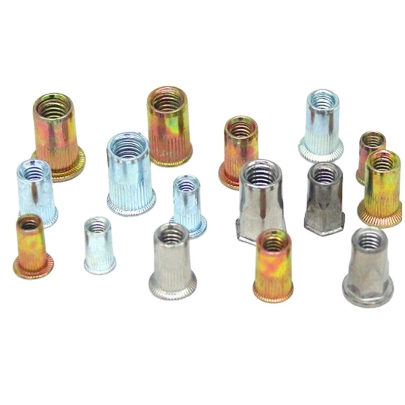 China wholesale  blind rivet nuts m3 m5 m6 m12 yellow zinc threaded round flat head insert aluminium rivet nuts