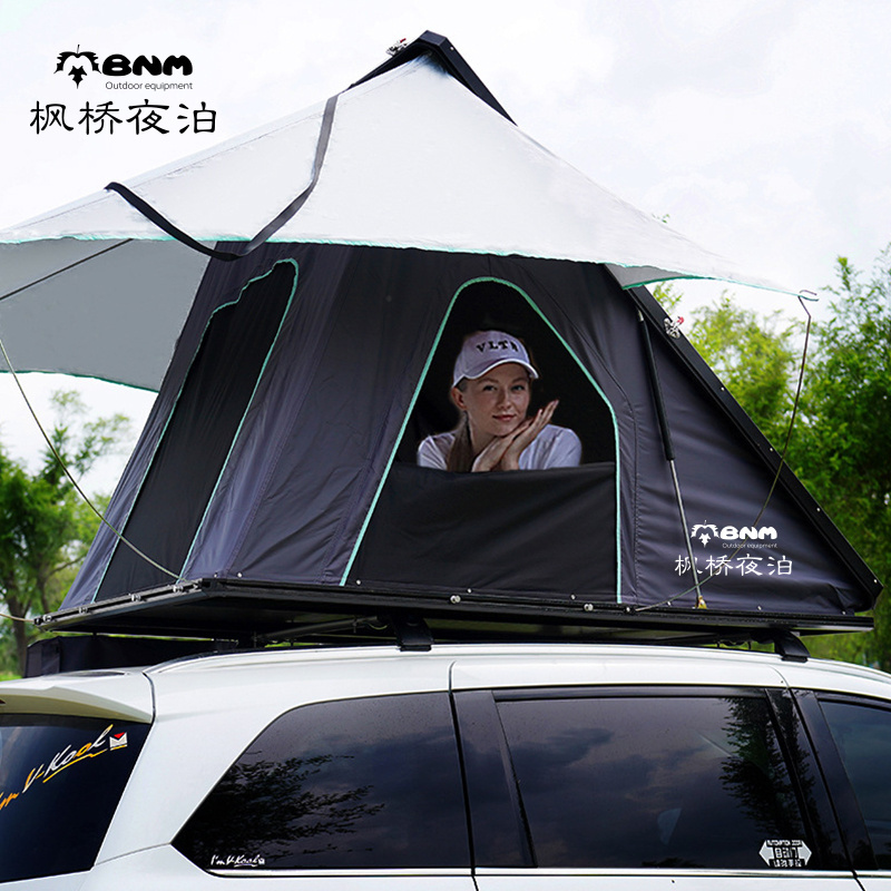 HotSell outdoor 4 person suv Rhombus Skylight Hardtop Car Rooftop Ultralight Large Space Hard Shell Roof Top Tent With LED Light