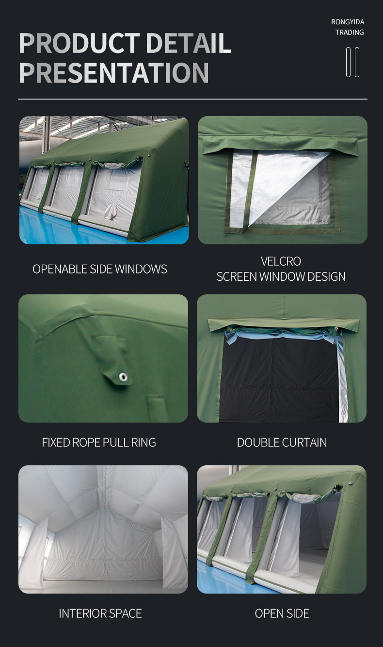 Large emergency camouflage tent fashionable luxury portable high quality airtight inflatable medical emergency tent with clinic