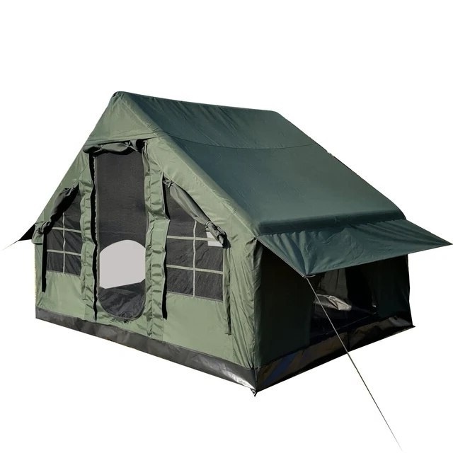 Large Portable Glamping Pvc Composite Cloth Waterproof Air Poles Cabin Tents Outdoor Camping Inflatable Tent For Family Travel