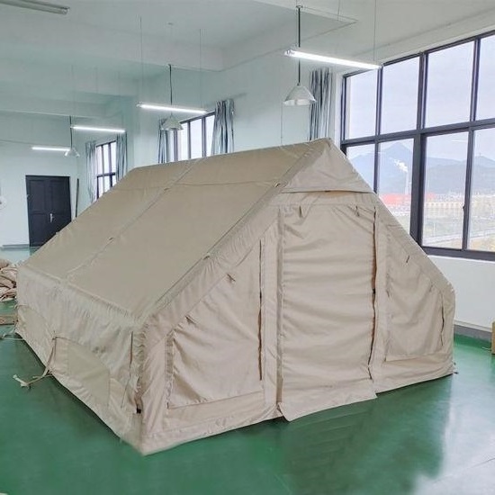 Large Portable Glamping Pvc Composite Cloth Waterproof Air Poles Cabin Tents Outdoor Camping Inflatable Tent For Family Travel