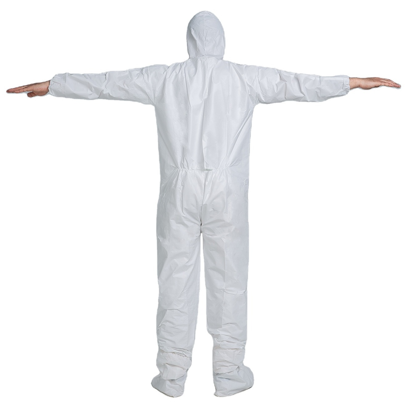 disposable non-woven polypropylene white lightweight dustproof soft protective coverall with hood overalls use in workplaces