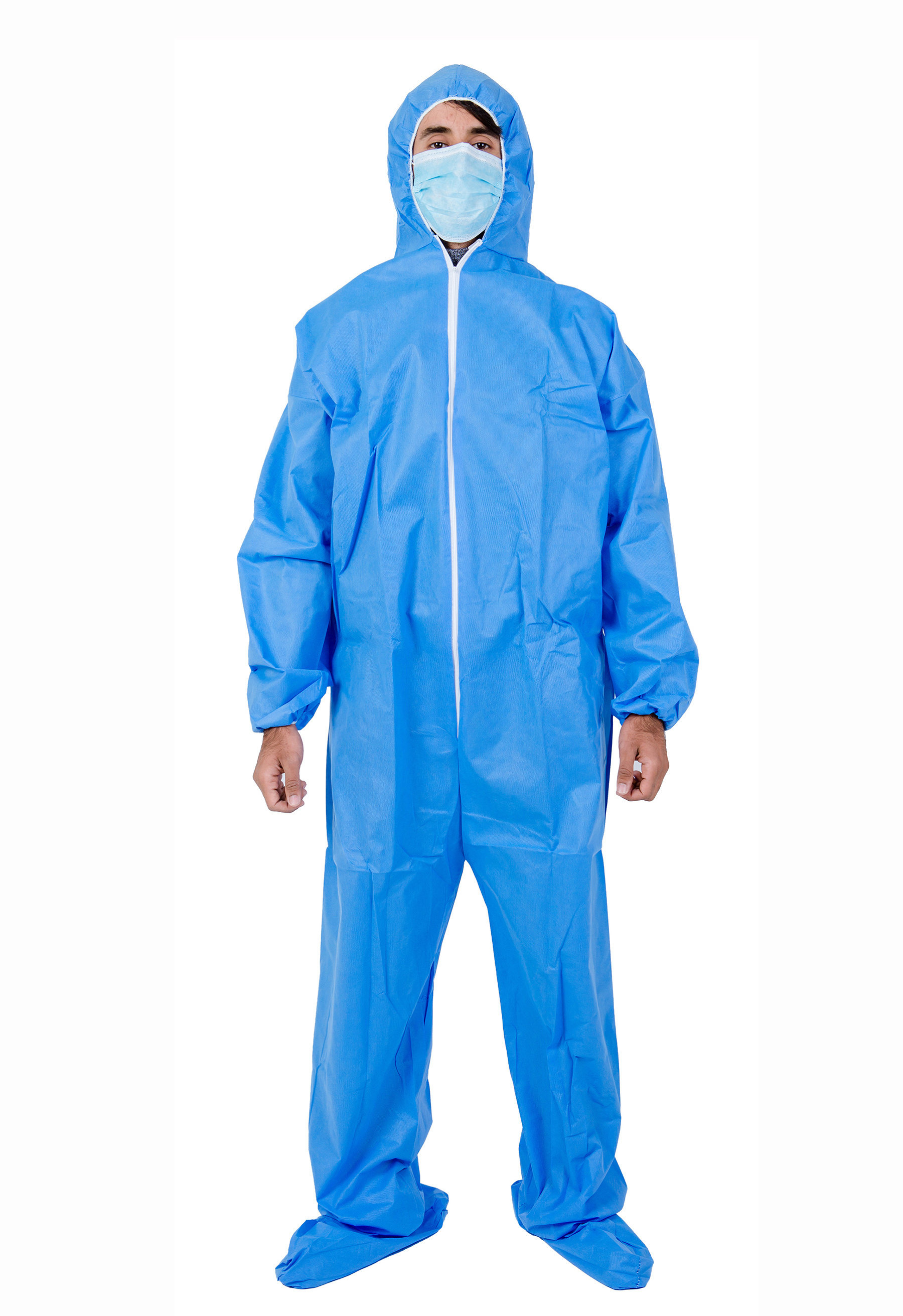 disposable non-woven polypropylene white lightweight dustproof soft protective coverall with hood overalls use in workplaces