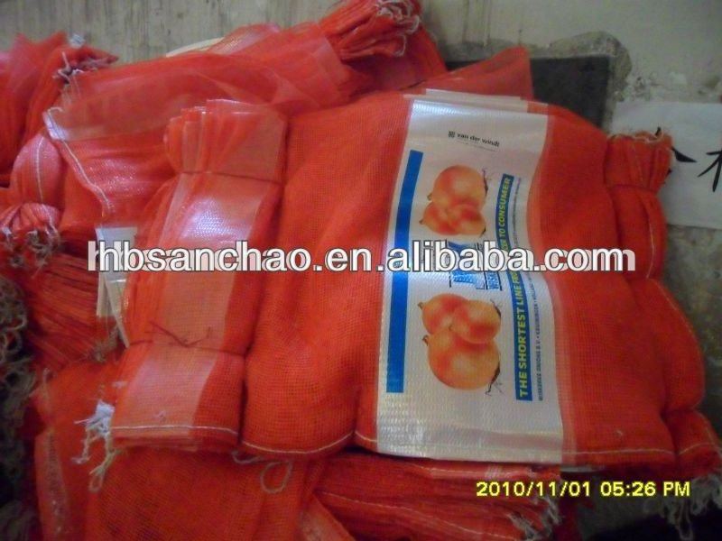 onion mesh bag orange 25kg laminated leno mesh bag