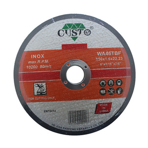 6inch Abrasive Cutting  Wheel EN12413 Inox Cut-off Wheel High Speed stainless steel  Cutting Disc