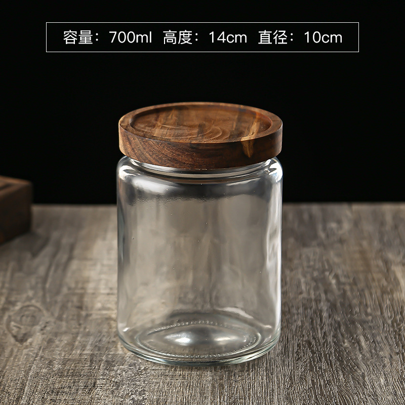 Kitchen Storage Jar Canister Set Jar Storage Bottles & Jars Cover with Custom Airtight Bamboo Wood Lids Bulk Food Glass