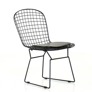 Nordic style modern living room upholstered net metal frame wire chair dining chair