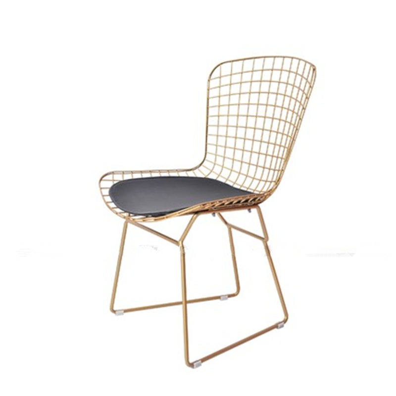 Nordic style modern living room upholstered net metal frame wire chair dining chair