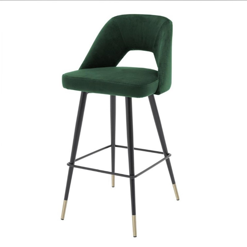 European design comfortable living room furniture wholesale high dining bar chair nordic velvet bar counter stool