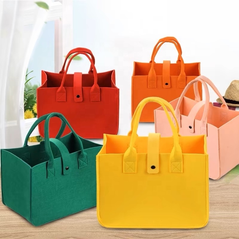 Reusable Custom Logo Eco-friendly Casual Large Capacity felt bag women felt tote bag handbags wool felt shopping bag