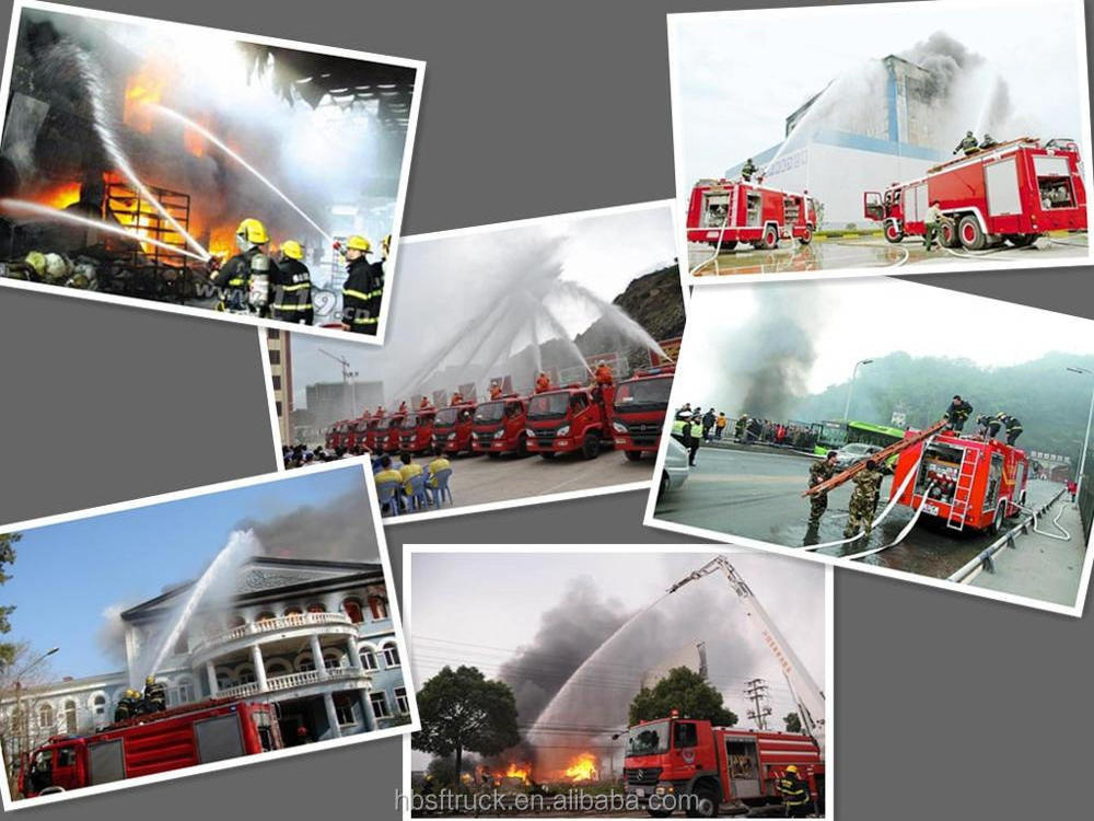 A water tank fire truck with a range of 100 meters