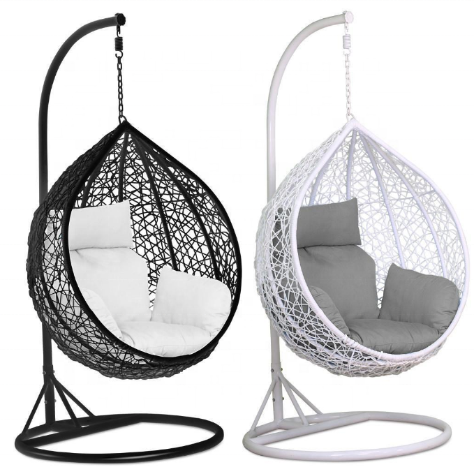 Outdoor Furniture Patio Swings Hanging Egg Swing cocoons Chair with Metal Stand Indoor Wicker Rattan Garden  hanging chair