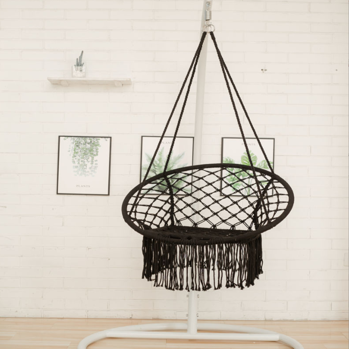 Macrame Patio Swings Hammock Swing Chair Indoor Outdoor Patio Decor Hanging with Tassels and Fringes for Toddlers and Adults