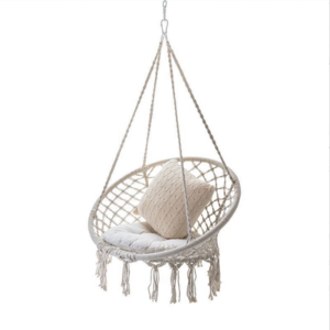 Macrame Patio Swings Hammock Swing Chair Indoor Outdoor Patio Decor Hanging with Tassels and Fringes for Toddlers and Adults