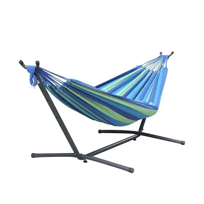 Shangjie High Quality Portable Double Hammock with Steel Stand Adjustable camping swing Hammock Bed