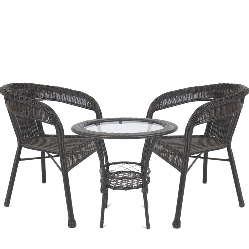 Customized Outdoor Garden Wicker Dining Coffee Rattan Chair Patio Furniture balcony rattan tables and chairs tea chairs