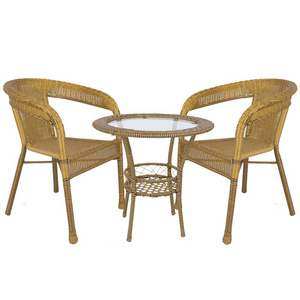 Customized Outdoor Garden Wicker Dining Coffee Rattan Chair Patio Furniture balcony rattan tables and chairs tea chairs