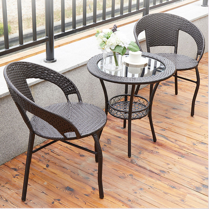 Customized Outdoor Garden Wicker Dining Coffee Rattan Chair Patio Furniture balcony rattan tables and chairs tea chairs