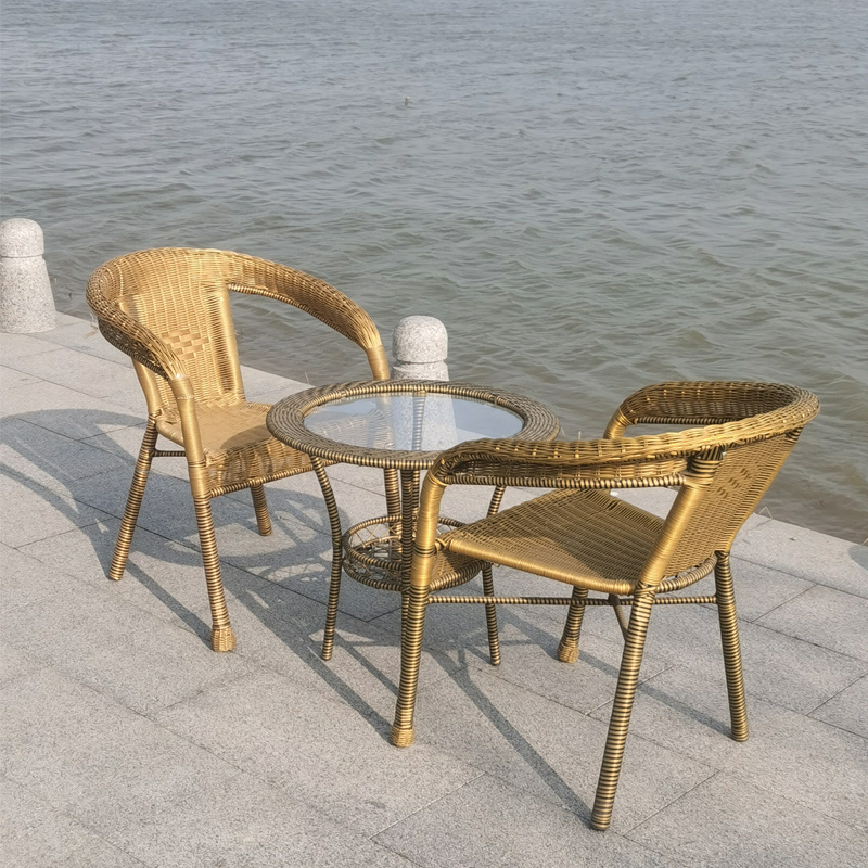 Customized Outdoor Garden Wicker Dining Coffee Rattan Chair Patio Furniture balcony rattan tables and chairs tea chairs