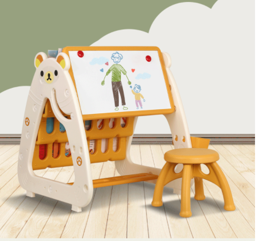 PE material Multifunctional 3 in 1 Children's Drawing Board and Baby Plastic Storage Cabinet Foldable Bookshelf